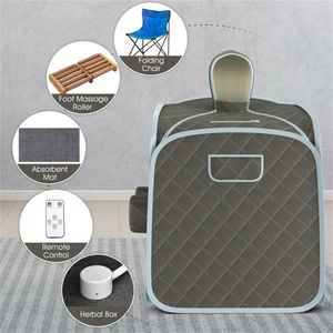 Tenda Sauna Portatile Grigia da 800W per 2 Persone, 9 Livelli di Temperatura fino a 129 Gradi F, 15 Timer da 90 Minuti, Vaporizzatore Antiesplosione da 3L con Coperchio - Product Image 3