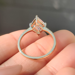 Bague de fiançailles romantique en or massif 14K 18K avec diamant taille losange et sertissage à griffes en forme de boussole, cadeau d'anniversaire - Product Image 6