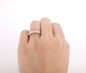 Minimalist Lab Grown Cushion Cut Diamond Eternity Band Ring For Women's 18K Solid Gold Party Surprise Gift For <b>Girlfriends</b> - Product Image 3