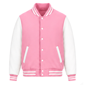Professional Made Breathable Eco-Friendly Stand <b>Men</b> Varsity <b>Jacket</b> <b>Long</b> Sleeve Solid Color Regular Fit Winter Customizable - Product Image 1