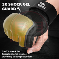 Protège-mains de Muay Thai noirs de qualité supérieure, rembourrage doux, ajustement élastique, fermeture Velcro réglable, design demi-doigts, écologiques