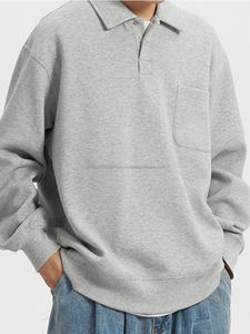 Sudadera con Capucha Polo de Algodón para Hombre, Otoño 2026, Estilo Casual, Manga Larga, Color Sólido, Cuello Personalizado, Corte Holgado, Tallas M-3XL - Product Image 2