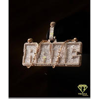 Pendentif personnalisé RADC en lettres, diamant Moissanite, argent sterling 925 plaqué or, collier Hip Hop avec nom, certifié GIA, style Iced