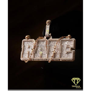 <b>Custom</b> RADC Letter Pendant Moissanite Diamond 925 Sterling Silver Gold Plated Hip Hop <b>Name</b> <b>Necklace</b> GIA Certified Iced - Product Image 6