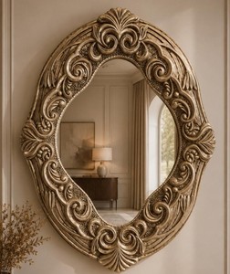 Oval <b>Silver</b> Baroque Wall <b>Mirror</b> Ornate <b>Silver</b> <b>Frame</b> <b>Mirror</b> | Elegant Luxury Decor - Product Image 2