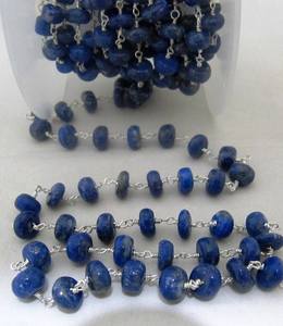 Chaîne de chapelet en lapis-lazuli naturel, perles lisses de 8 mm, chaîne perlée enroulée de fil de 8 mm - Product Image 6