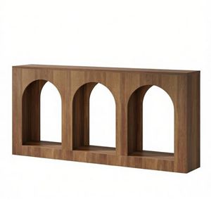 Table console longue en bois rustique et industriel vintage avec rangement pour salon, villa, table basse contemporaine minimaliste, décoration intérieure - Product Image 2