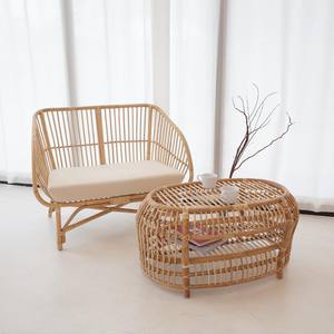 Sala de estar Bohemia hecha a mano sofá de dos plazas sofás de mimbre patio terraza sofá con asientos dobles - Product Image 2