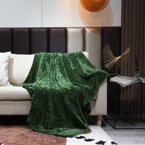 <b>Super</b> <b>Soft</b> 50 X 60 Inches Flannel Fleece Throw <b>Blanket</b> Lightweight Cozy Warm with Leaves Textured Plush for Bed Couch or Sofa - Product Image 1