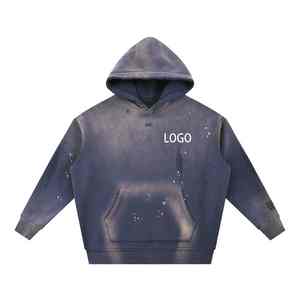 Sweat à capuche pour homme, 450 g/m², effet vieilli pulvérisé, lavage abrasié, coupe oversize, avec patch laser et broderie DTG - Product Image 6