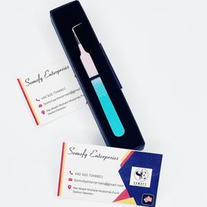 Pince à cils en acier inoxydable massif à prise diamant à 90 degrés de couleur personnalisée pince à épiler d'extension de cils produit durable - Product Image 6