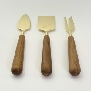 ชุดมีดชีสทำมือสุดหรูหรา สแตนเลสสตีล ด้ามไม้ สวยงาม ใช้สำหรับงานแต่งงานและโอกาสพิเศษ - Product Image 4