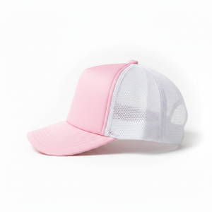 Pink 6-Panel Trucker Hat Mesh Fabric Unisex Adjustable Casual Spring Summer <b>Cap</b> - Product Image 3