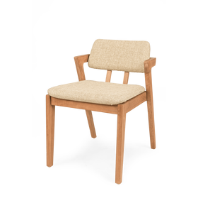 Modern Scandinavian Wooden <b>Dining</b> <b>Chair</b> With Linen Upholstery And Armrests Indonesian furniture Home furniture - Product Image 1