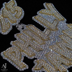 Collar con colgante de letra de moissanita chapado en oro de dos tonos y plata 925, joyería de hip hop, collar con nombre personalizado para fiesta - Product Image 5