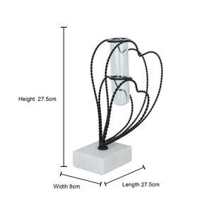 Jarrón de Mesa Moderno y Elegante de Metal Negro con Base de Mármol, 27.5 cm de Altura, para Agua, Centro de Mesa Decorativo - Product Image 1