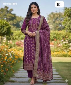 Conjunto de Kurti-Pantalón y Dupatta de Muselina y Seda Chanderi con Estampado, Calidad de Exportación India, Nueva Llegada, para Uso Ocasional, Proveedor Indio - Product Image 5