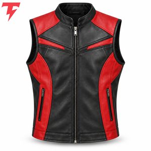 <b>Men's</b> Winter Casual <b>Leather</b> <b>Vest</b> Premium <b>Leather</b> Outerwear Triple Breasted Snap Button Closure Canvas Windproof - Product Image 1
