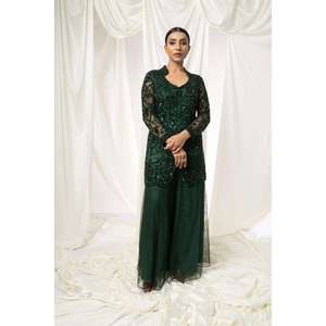Premium Womens Mermaid Evening Gown | <b>Jacket</b> Pant Set | Luxury <b>Sequin</b> Beading | Embroidery Natural Fit Wedding Party Formal Wear - Product Image 3