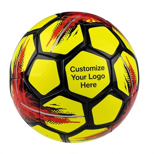Customizable Yellow Soccer Ball Size 5 Durable Training Ball with Black Panels and <b>Red</b> Accents - Product Image 4