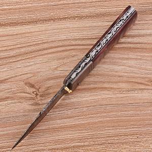 Couteau pliant artisanal en acier Damas, manche en os teinté, pointe clip, qualité industrielle, usage quotidien, avec bouton de pouce, liner. - Product Image 5