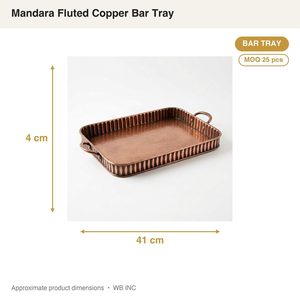 Bandeja de Bar de Cobre Antiguo Hecha a Mano de 41 cm con Diseño Acanalado Mandala y Nervaduras Brillantes para Decoración del Hogar, Hoteles, Bodas, Mesa, Ideas de Regalo - Product Image 4