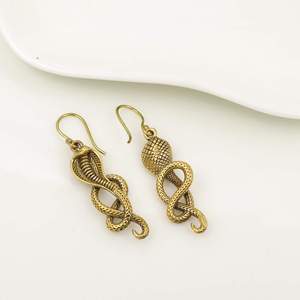 Pendientes Colgantes de Serpiente de Latón Chapado en Oro Antiguo, Diseño Animal Vintage, Joyería de Moda Unisex - Product Image 4