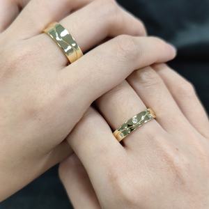 AMBER JEWELS Anillos de Boda Geométricos Modernos de Oro Sólido de 14K con Diamantes Cultivados en Laboratorio, Engaste Pavé, Anillos de Cóctel Clásicos Unisex - Product Image 3