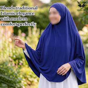 Hijab Abaya Couvrant Entièrement de Couleur Bleue, Style Modeste, Vêtement Islamique Ample et Respirant, Foulards Hijab pour Femmes, Usage Quotidien - Product Image 5