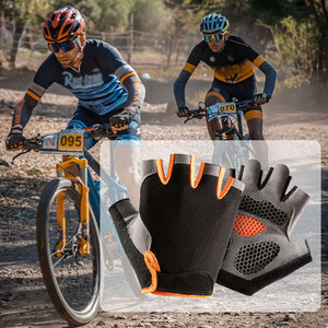 Gants de cyclisme Daizen Star à demi-doigts antidérapants noirs en polyester avec fermeture auto-agrippante unisexe été - Product Image 5
