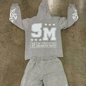 Conjunto de 2 Piezas para Hombre, Diseño Personalizado, Apliques Bordados, Parches Impresos, Logotipo, Estilo Deportivo, Invierno, Sudadera con Capucha y Pantalones Deportivos - Product Image 5