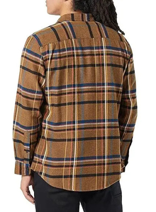 Chemise en flanelle à carreaux pour homme, manches longues, col rabattu, décontractée, printemps, 100% coton, tissu tricoté dobby anti-plis, brodée - Product Image 6