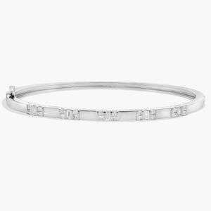 Diamond Bar Bangle <b>Bracelet</b> in White Gold - Product Image 3