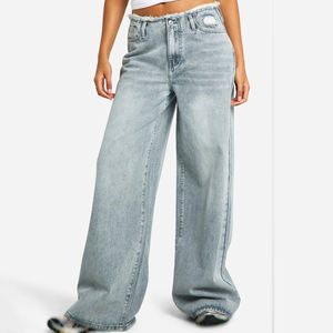 Jeans en denim droit vintage pour femmes, fabrication en usine, vêtements décontractés OEM, exportation de vêtements streetwear - Product Image 4