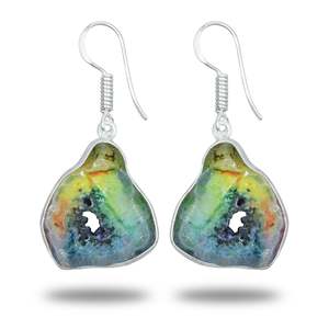 Wholesale Bohemian Window Solar Druzy Silver Plated <b>Dangle</b> <b>Earrings</b> New Design Gemstone Mainly Made Brass for Party At Best - Product Image 3
