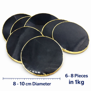 Posavasos de Ágata Negra Natural al por Mayor con Borde Dorado, Piedra Redonda Pulida, Decoración para el Hogar, Regalos, Uso al por Mayor, Feng Shui, Duraderos - Product Image 2