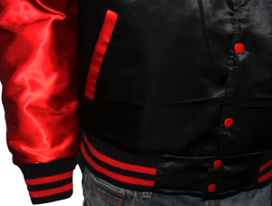 Satin Varsity <b>Jackets</b> 100% Polyester Black And <b>Red</b> Satin Baseball <b>Jacket</b> Custom Satin Varsity <b>Jackets</b> - Product Image 6