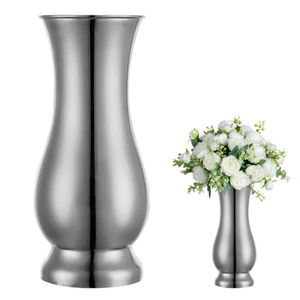 Meilleurs prix de vente - Vase à fleurs en métal texturé plaqué or pour la décoration de table à la maison, forme ovale, vases à fleurs pour le sol - Product Image 4
