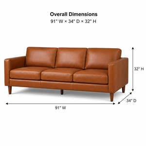 Genuine Leather Three Seat <b>Sofa</b> With Wood Legs Tight Back Square Arms Modern Living Room Furniture Leather <b>Sofa</b> - Product Image 2