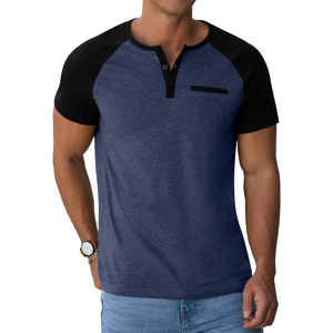 Customized High-end Summer Thin Cotton Short Sleeved T-<b>shirt</b> for <b>Men</b> Casual Cotton Round Neck Top With 2 Tone Color - Product Image 2