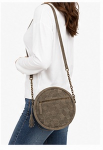 Bolso Bandolera de Cuero de Ante Estilo Bohemio Vintage Premium para Mujer, Bolso de Hombro Geométrico con Correa de Cadena Ajustable, Bolso de Mano para Verano - Product Image 5