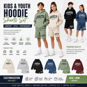 Conjunto de Sudadera con Capucha Ajustada y Suave Personalizable para Niños y Niñas, 100% Algodón, Ropa Deportiva Casual para Bebés - Product Image 5