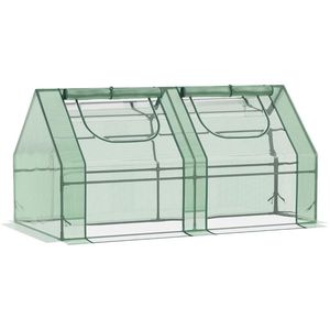 Serra da Giardino Portatile con Due Coperture in PE/PVC, Telaio in Acciaio, 2 Finestre Avvolgibili - 6 X 3 X 3 Hot House - Product Image 2