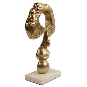 Jaffs Exports Abstract Gold-Plated Aluminium Face Sculpture Modern Artistic Tabletop Decor Irregular Shape Handmade Eco-Friendly - Product Image 3