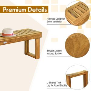 Panca da pranzo da esterno in legno di acacia da 52 pollici con seduta a doghe - Product Image 6