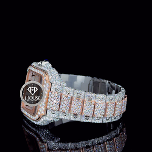 Reloj de Cuarzo Cuadrado con Diamantes VVS Unisex, Correa de Acero Inoxidable, Visualización de Fecha, Reloj de Moda de Lujo Estilo Hip Hop - Product Image 4