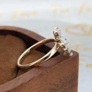 Anillo de Diamantes con Corte de Pera de 0.32CT Cada Uno, para Mujer, Cultivados en Laboratorio, Oro Sólido de 14K, Regalo Sorpresa de Boda para Novias - Product Image 6