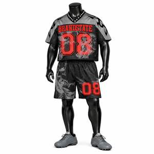 Nouveau maillot de football américain personnalisé 100% polyester respirant à manches courtes léger rouge marine en mesh - Product Image 1