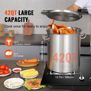Pentola Professionale in Acciaio Inox da 42 Quarti, Grande Pentola per Cucinare con Coperchio e Manico, Pentola per Salse con Cestello, Utensili da Cucina - Product Image 2
