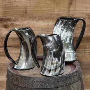 Jarra Vikinga de Cuerno de Vaca Hecha a Mano, Estilo Artesanal Vintage, Tradicional y Rústica para Cerveza/Café/Té - Product Image 6